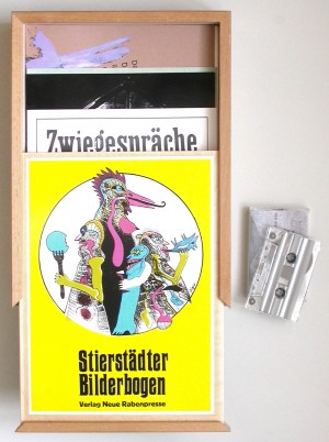 Stierstädter Bilderbogen. Assemblage von Büchern, Pressendrucken und Fotografien, nummeriert und signiert