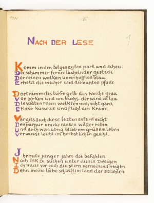 Das Jahr der Seele. Handschrift des Dichters